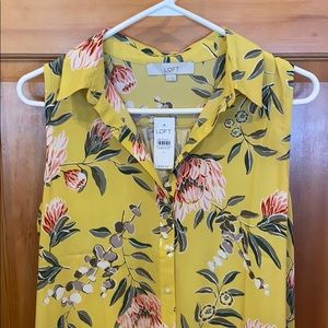 NWT M Loft Mixed Media Sleeveless Blouse